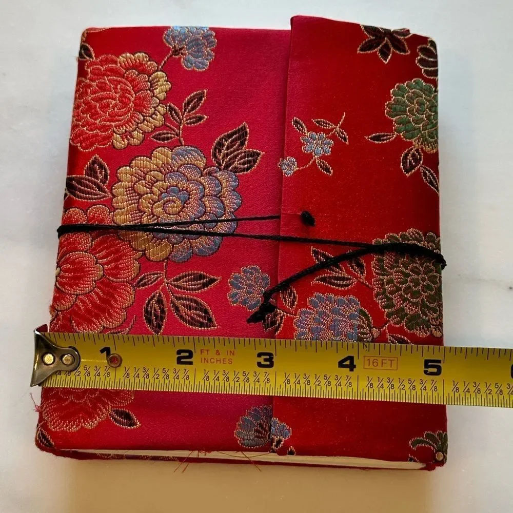 Red Floral Notepad Journal with Handmade Paper